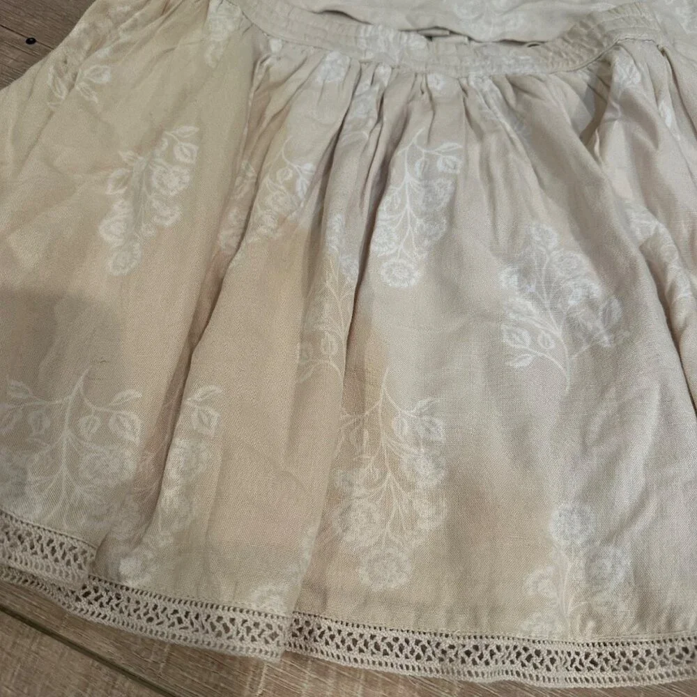 HAPPILY GREY KIDS LARGE 10/12 LINEN SKIRT SET BEIGE